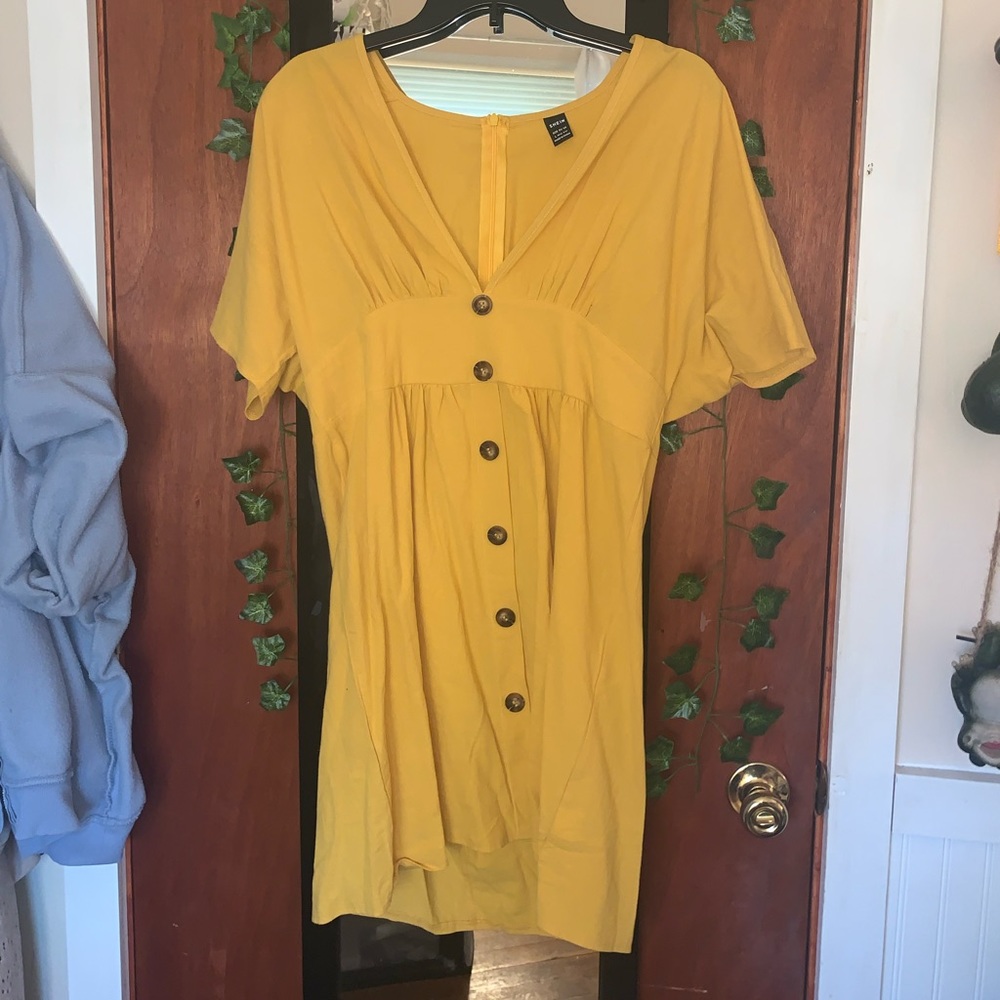 YELLOW V NECK DRESS